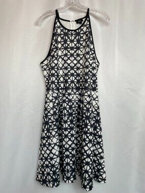 Geometric Minimalist Halter Mossimo Dress Black & White Fit & Flare Mod Mini XL